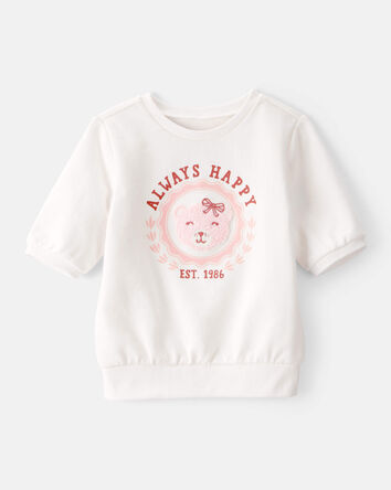 Toddler Girl Bear Short-Sleeve Fashion Top - White, 