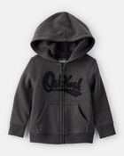 Baby Boy Fleece Hooded Zip-Up Jacket - Black, image 1 of 4 slides
