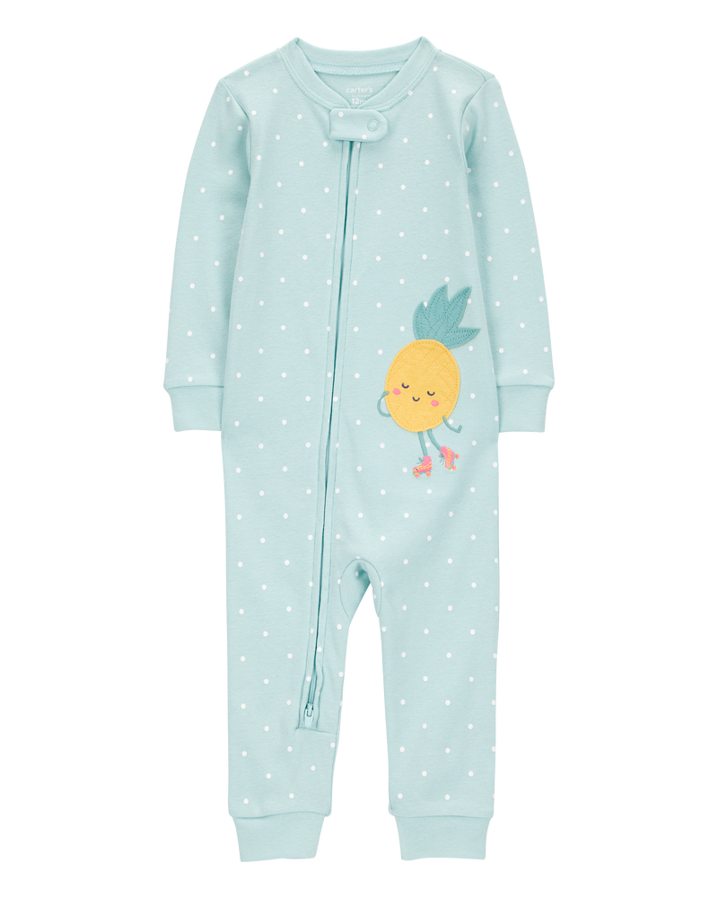 Baby Girl 1-Piece Pineapple 100% Snug Fit Cotton Footless Pajamas - Green, image 1 of 3 slides