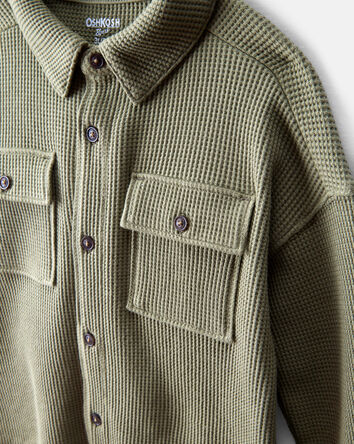 Baby Boy Long-Sleeve Waffle Knit Utility Shirt - Green, 