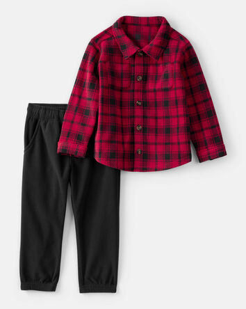 Toddler Boy 2-Piece Plaid Shirt and Pants Set
, 
