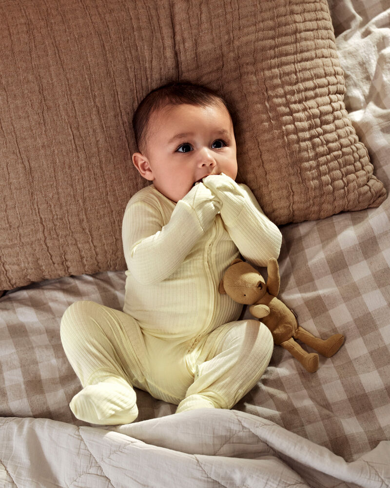 Baby Solid 2-Way Zip PurelySoft Convertible Foot Sleep & Play Pajamas - Yellow, image 6 of 8 slides