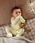 Baby Solid 2-Way Zip PurelySoft Convertible Foot Sleep & Play Pajamas - Yellow, image 6 of 8 slides