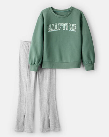 Girls 2-Piece Halftime Sweatshirt & Pant Set - Green, 