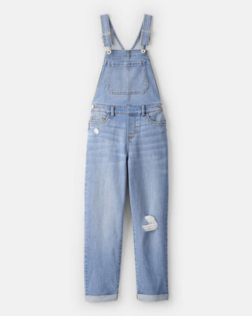 Girls Denim Overalls - Light Wash, 