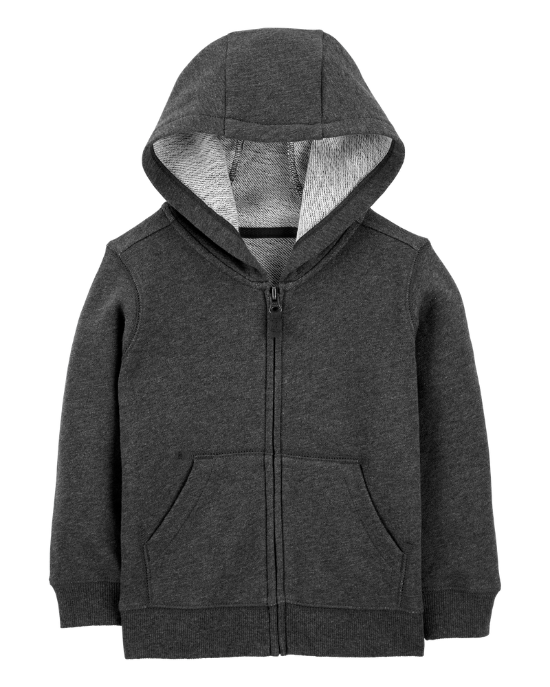 Toddler Boy Marled Zip-Up French Terry Hoodie - Grey, image 1 of 3 slides