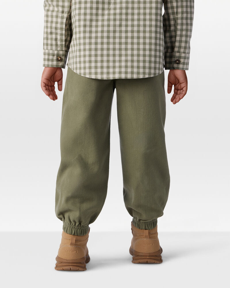 Toddler Boy  Herringbone Woven Pull-On Jogger - Green, image 4 of 6 slides