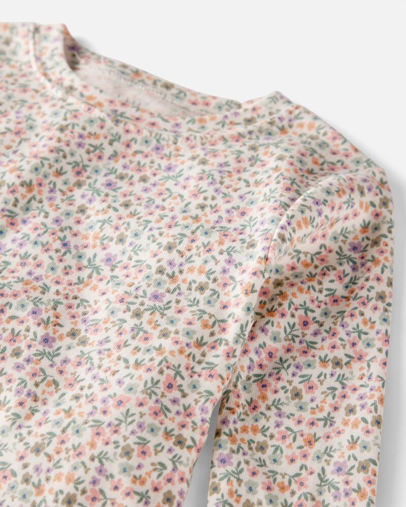 Toddler Floral Print Organic Cotton 2-Piece Pajamas, image 2 of 4 slides