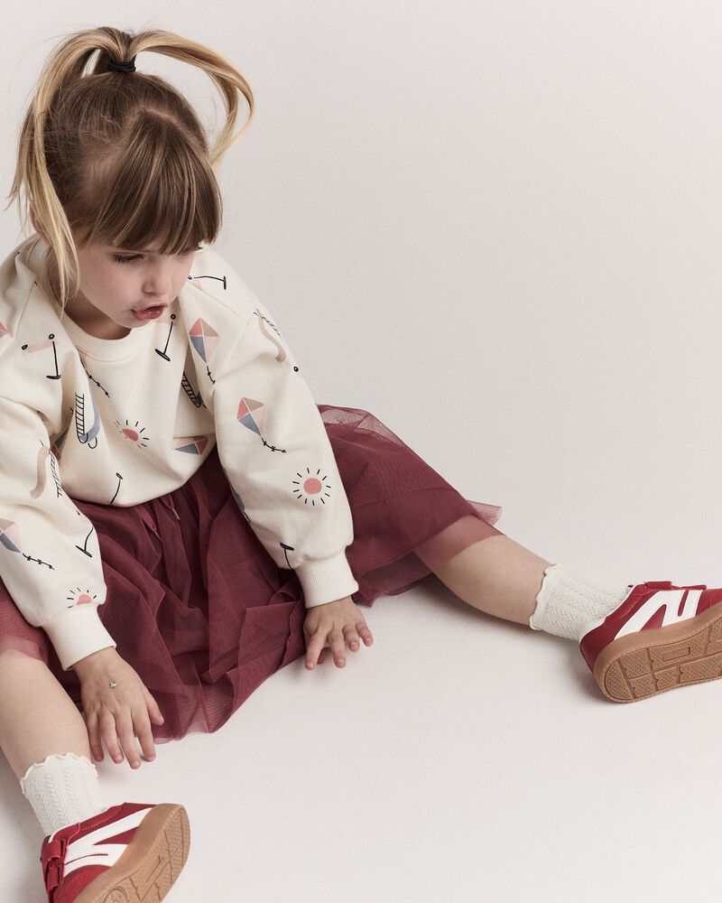 Toddler Girl Avenue Twirl&trade; Midi Skirt with Tulle - Burgundy, image 5 of 7 slides