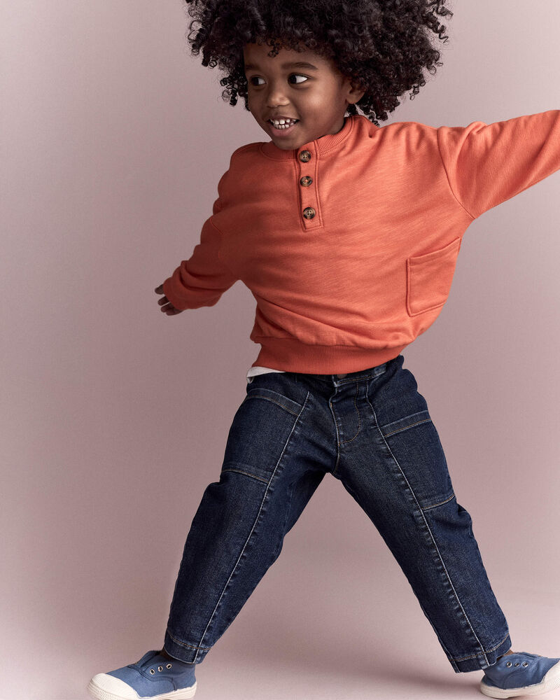 Toddler Boy French Terry Long-Sleeve Sweatshirt - Orange, image 4 of 6 slides