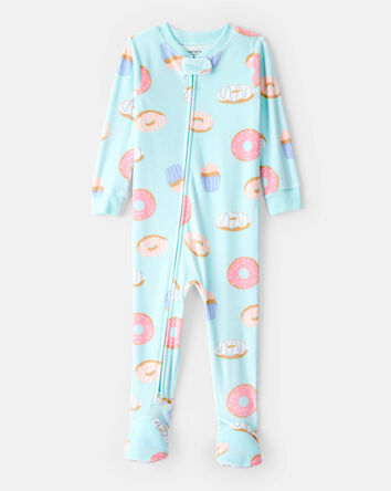 Toddler Girl Donuts DreamPlush Long-Sleeve Snug Fit 1-Piece Pajamas - Blue, 