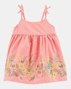 Baby Poplin Floral Print Dress - Pink, image 1 of 5 slides