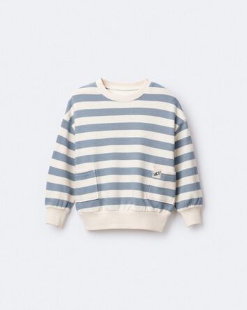 Toddler 'Hey!' Striped Otter Sweatshirt&trade; with Pockets - Blue/Cream, 