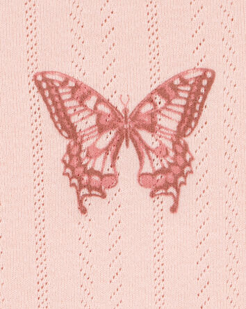 Kid Butterfly Pointelle Baby Tee - Pink, 