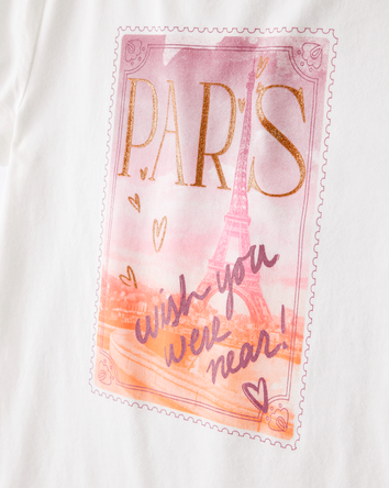 Girls Paris Short-Sleeve Graphic Tee - White, 