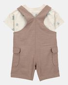 Baby Boy 2-Piece Sunset Tee & Shortall Set - Brown, image 3 of 6 slides