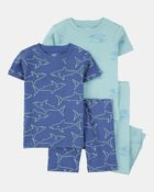 Baby Boy 4-Piece Shark Surfboard 100% Snug Fit Cotton Pajamas - Blue, image 1 of 4 slides