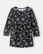 Toddler Halloween Spooky Print Dress - Black, image 1 of 4 slides