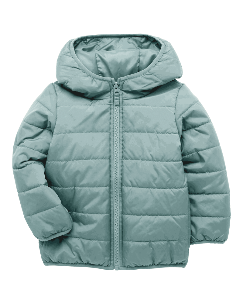 Baby Packable Hooded Puffer Jacket - Green, image 2 of 6 slides