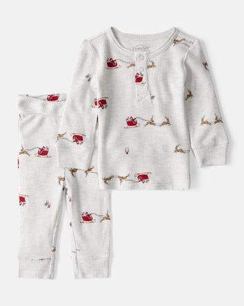 Baby 2-Piece Sleigh Print PurelySoft Tee & Pant Set - Grey, 