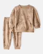Baby Boy Dog French Terry Long-Sleeve Tee & Pant Set - Brown, image 1 of 3 slides