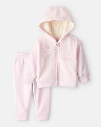 Toddler Girl 2-Piece Hooded Zip-Up Jacket & Joggers Set - Pink, 