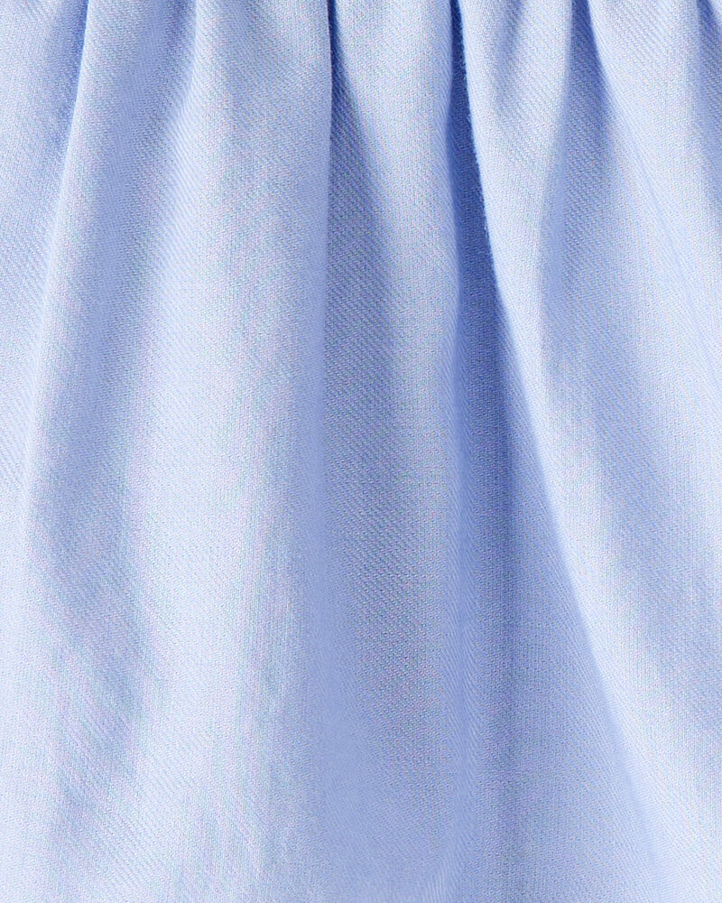 Baby Girl Embroidered Cotton Long-Sleeve Top - Blue, image 3 of 4 slides