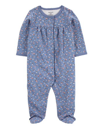 Baby Floral Snap-Up Cotton Sleep & Play Pajamas, 