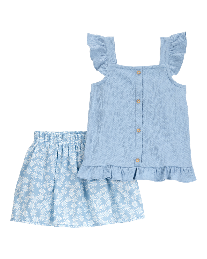 Toddler 2-Piece Floral Skort Set - Blue, image 1 of 4 slides