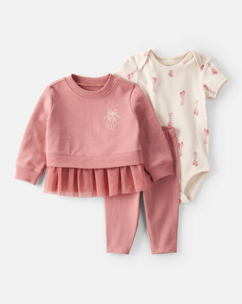 Baby 3-Piece Ballet Little Pullover Set - Pink/Ivory, 