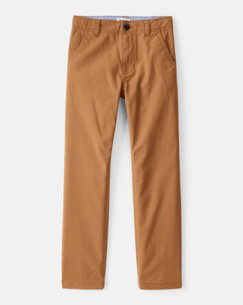 Boys Flat Front Fashion Pants - Brown, 