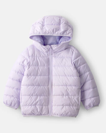 Toddler Packable Hooded Puffer Jacket - Purple, 