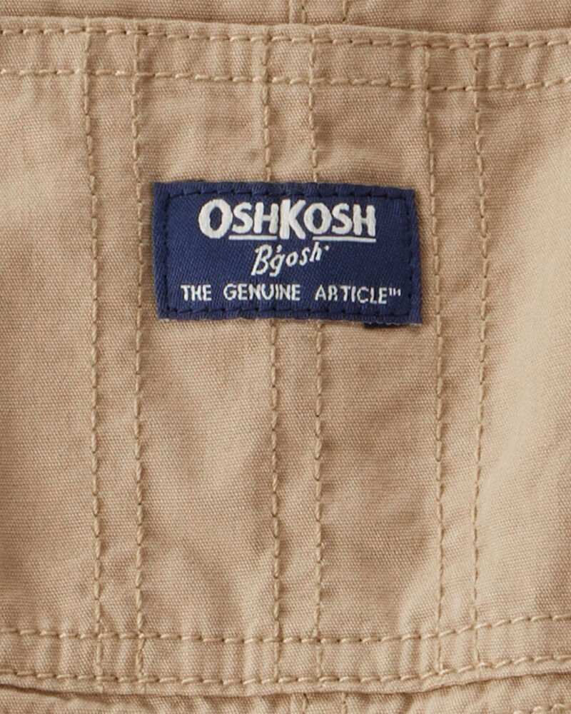 Baby Lightweight Plaid-Lined Canvas Overalls - Khaki, image 3 of 4 slides