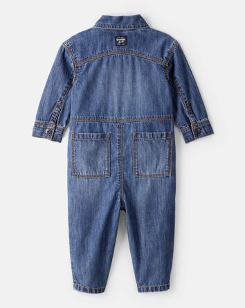 Baby Boy Denim Long-Sleeve Jumpsuit - Blue, 