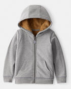 Toddler Boy Long-Sleeve Hooded Zip-Up Jacket - Grey, image 1 of 3 slides