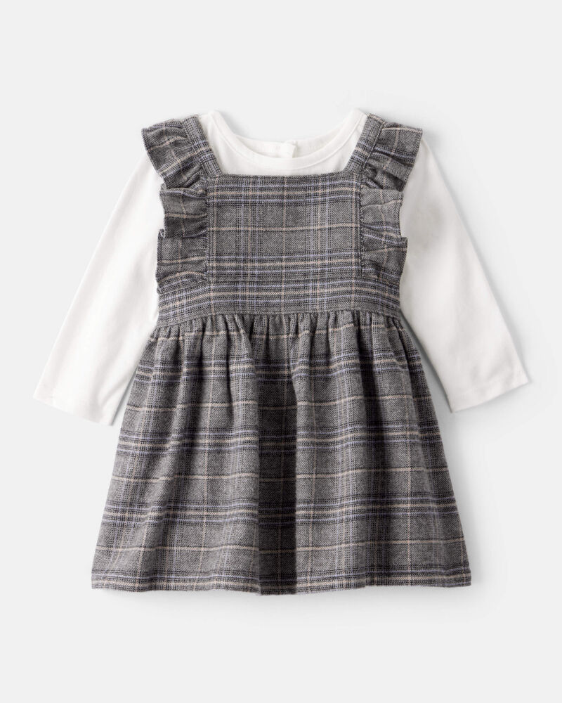 Baby Girl 2-Piece Plaid Long-Sleeve Dress Set, image 1 of 6 slides