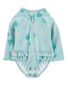 Baby Girl 1-Piece Coral Print Rashguard, image 2 of 5 slides