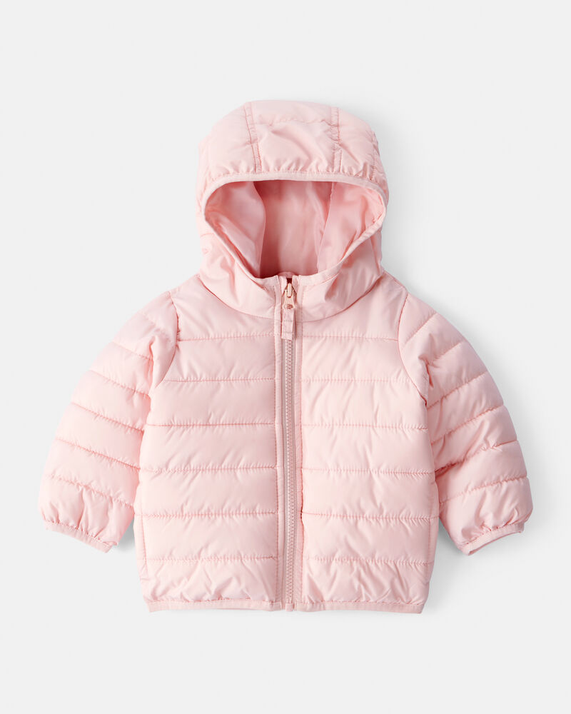 Baby Packable Hooded Puffer Jacket - Pink, image 1 of 5 slides