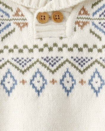Baby Boy Fair Isle Sweater - Cream, 
