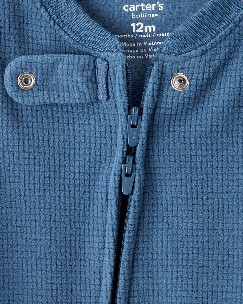 Baby Boy Fleece Long-Sleeve Snug Fit 1-Piece Pajamas - Blue, image 2 of 4 slides