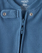 Baby Boy Fleece Long-Sleeve Snug Fit 1-Piece Pajamas - Blue, image 2 of 4 slides