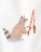 Toddler Boy 1-Piece Woodland Creatures Fleece Footie Pajamas - Ivory, image 2 of 3 slides