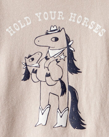 Toddler Boy Hold Your Horses Long-Sleeve Graphic Tee - Tan, 