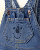 Baby Disney&copy; Winnie the Pooh Embroidered Stretch Denim Bubble Romper - Medium Wash, image 2 of 5 slides