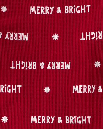 Toddler Merry & Bright Christmas Cotton Long-Sleeve Snug FIt 2-Piece Pajamas - Red, 