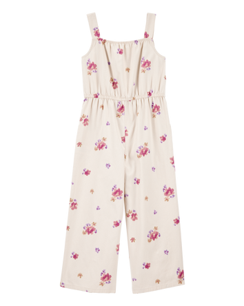 Girls Floral Print Jumpsuit - Ivory, 