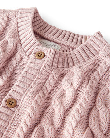 Baby Girl Organic Cotton Cable Knit Cardigan, 
