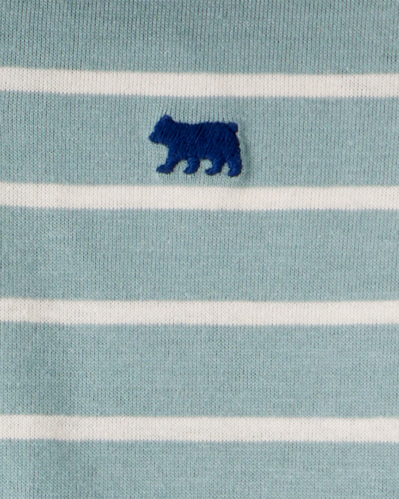 Baby Boy 2-Piece Striped Bear Hooded Bodysuit Pant Set - Green/White, image 2 of 3 slides