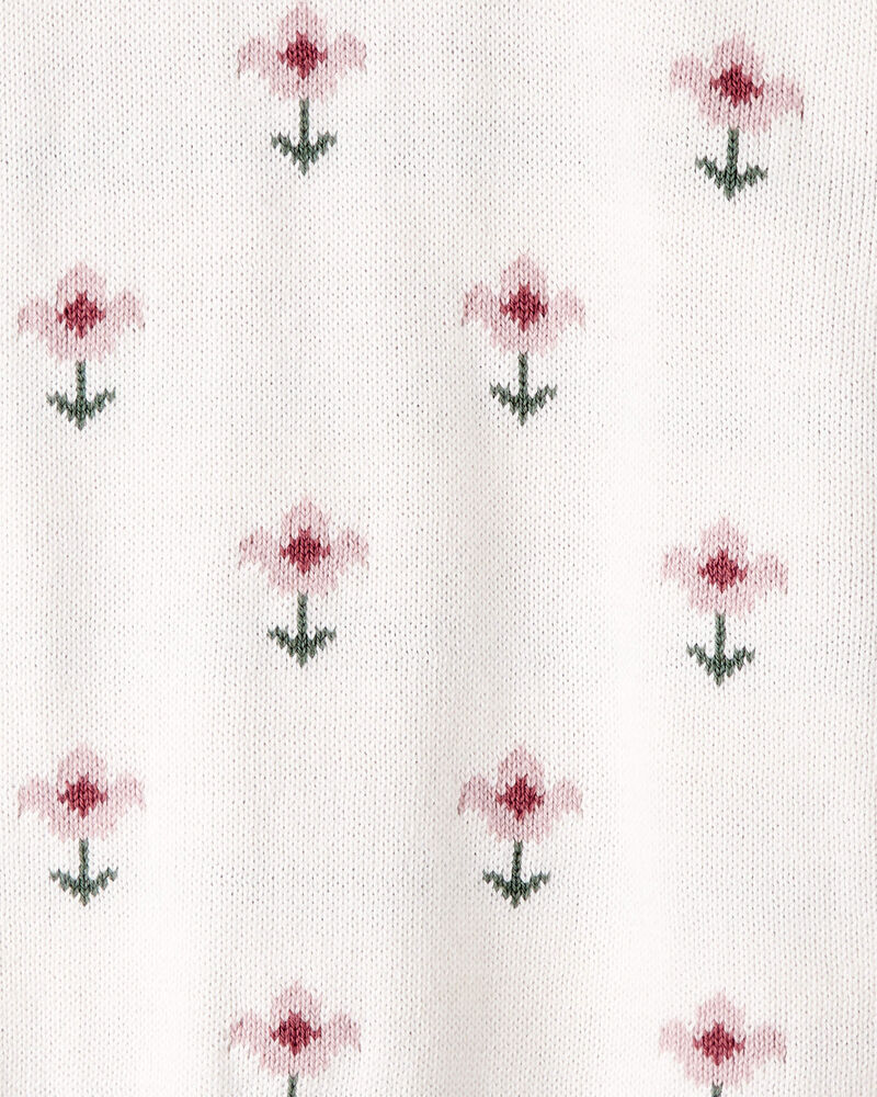 Toddler Girl Organic Cotton Sweater Knit in Wildflower Maze Print, image 3 of 4 slides