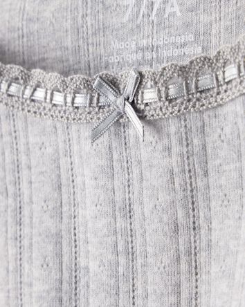 Girls Pointelle Long-Sleeve Top - Grey, 